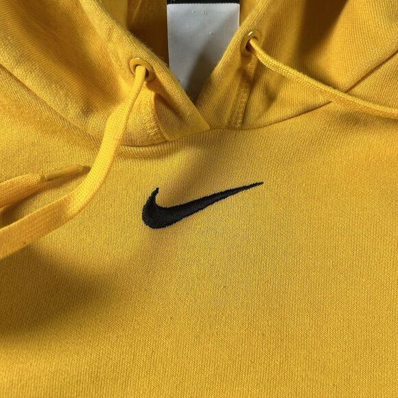 Y2K Nike Center Swoosh Yellow Hoodie Men’s Large Rare Pullover Fleece 598575-716 - Picture 7 of 10